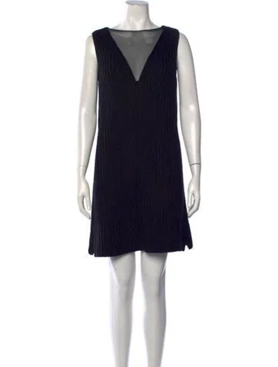Pre-owned Ferragamo Virgin Wool Mini Dress W/ Tags In Black