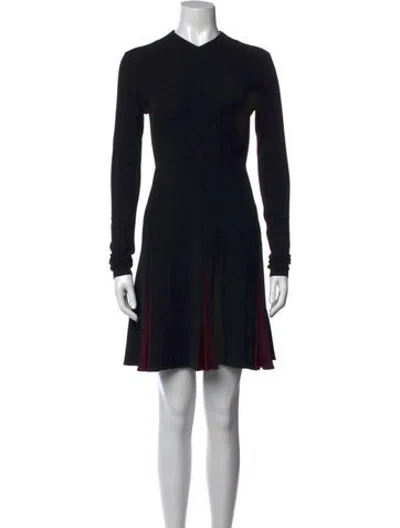 Pre-owned Ferragamo V-neck Mini Dress In Black