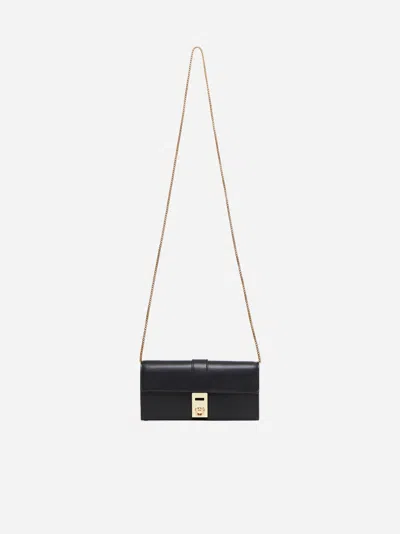 Ferragamo Wallet On Chain Leather Bag In Black