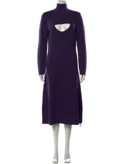 Pre-owned Ferragamo Wool Midi Length Dress W/ Tags In Purple