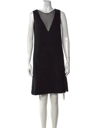Pre-owned Ferragamo Wool Mini Dress W/ Tags In Black
