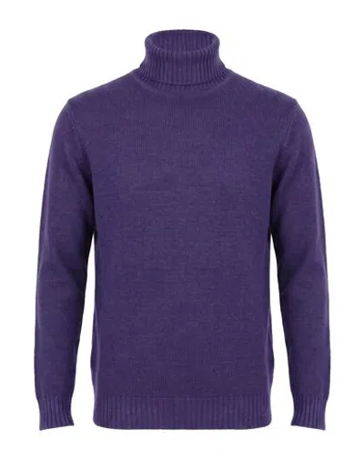 Ferrante Man Turtleneck Purple Size 38 Merino Wool