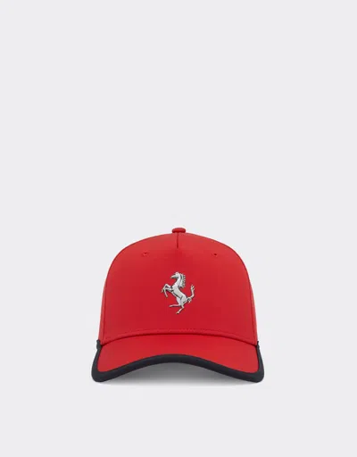 Ferrari Baseball Cap With Metal Prancing Horse In Red