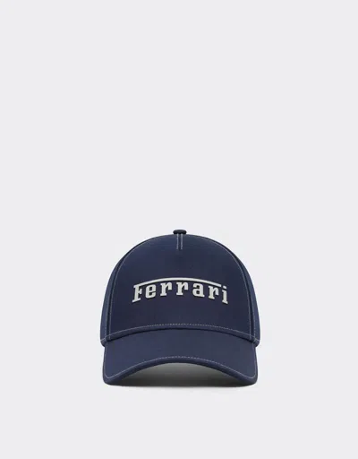 Ferrari Baseball Cap With Rubberized  Logo In Blue