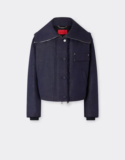Ferrari Cotton And Linen Denim Jacket In Blue