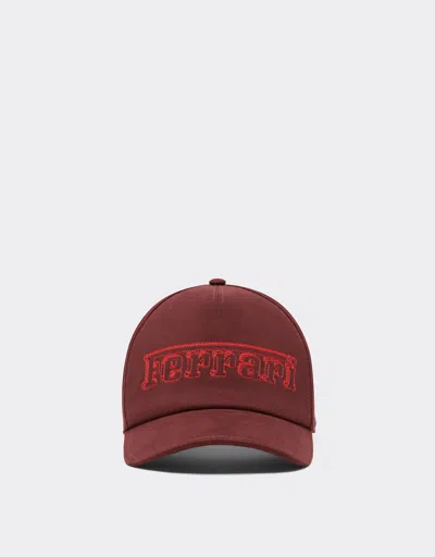 Ferrari Cotton Drill Baseball Cap With  Embroidery In Red