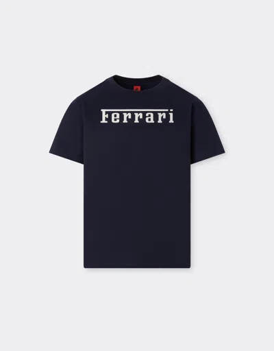 Ferrari Cotton T-shirt With  Logo In Blue