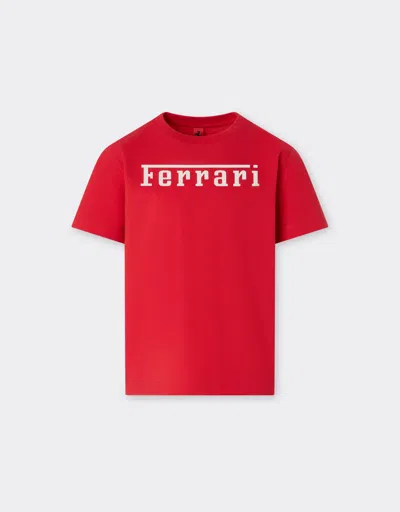 Ferrari Cotton T-shirt With  Logo In Red
