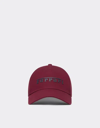 Ferrari Cotton Twill Baseball Cap With Rubberised Logo In Red