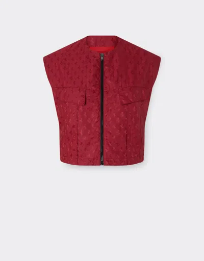 Ferrari Cropped Nylon Jacket With Prancing Horse Motif In Red