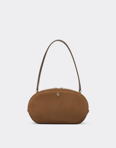 Ferrari Dino Soft Tote In Waxed Leather In Brown