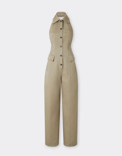 Ferrari Double Mackintosh Halter-neck Jumpsuit In Light Taupe