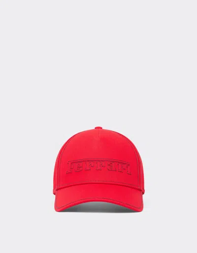 Ferrari Effelunga Baseball Cap In Cotton Twill In Red