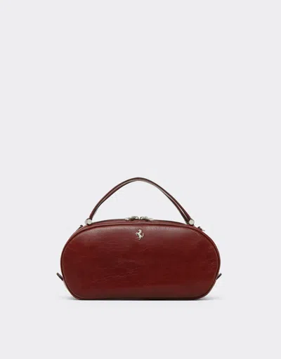 Ferrari Dino Mini Bowling Bag Soft In Semi-gloss Leather In Red