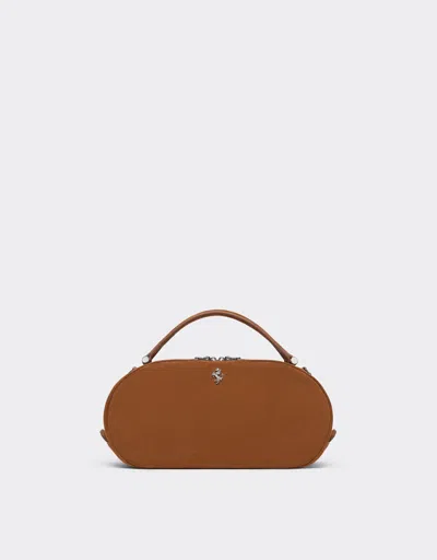 Ferrari Dino Mini Bowling Bag Soft In Suede In Brown