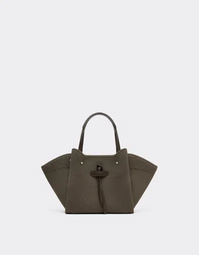 Ferrari Small Tote Bag In Mesh And Leather In Brown