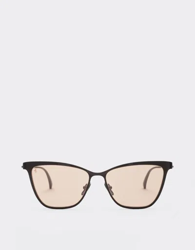 Ferrari Sunglasses In  Brown Redmetal  With Brown/pink Crystal Lenses In Black