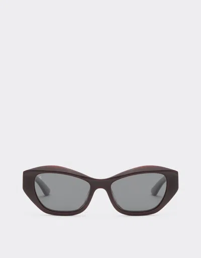 Ferrari Sunglasses In Red Stripedacetate With Black Polarized Lenses In Brown