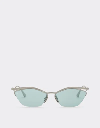 Ferrari Sunglasses In Silvertitanium With Blue Mirrored Lenses
