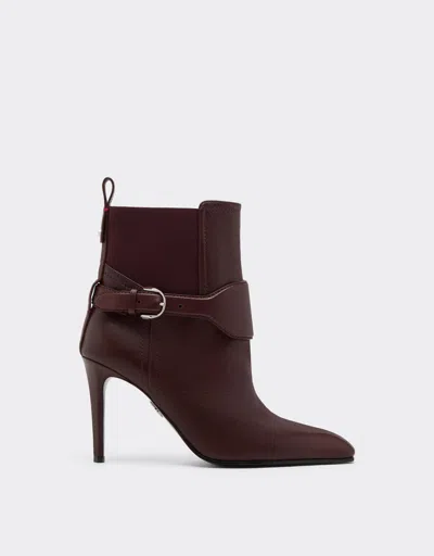 Ferrari Garnet Leather Ankle Boots With High Heel In Brown