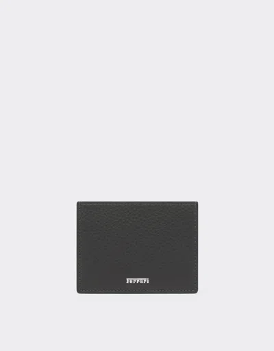 Ferrari Garnet Leather Card Holder With Printed Logo In Gray