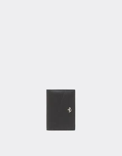 Ferrari Granata Leather Bifold Wallet With Prancing Horse In Gray