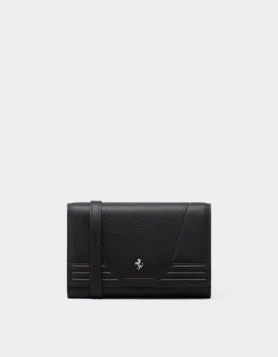 Ferrari Granata Leather Wallet With Chain In Black