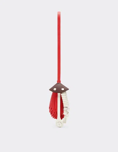 Ferrari Leather Charm With Fringes In Brown