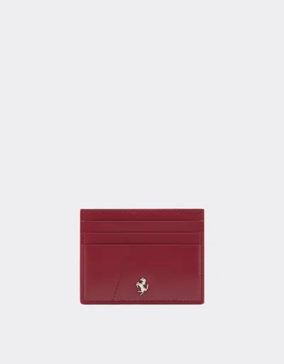 Ferrari Leather Wallet With Prancing Horse In Red