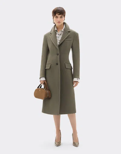 Ferrari Long Double-faced Wool Coat In Green