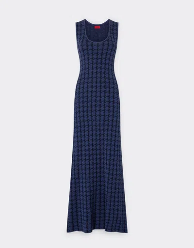 Ferrari Long Silk And Cotton Dress In Blue