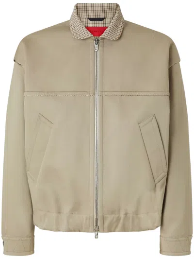 Ferrari Men Beige Shirt Collar Jacket In Gray