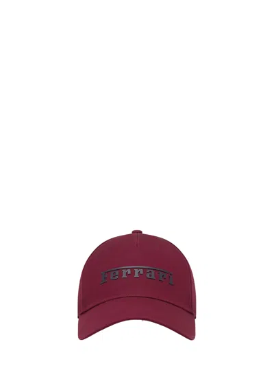 Ferrari Men's Embroidered Logo Cotton Cap In Bordeaux