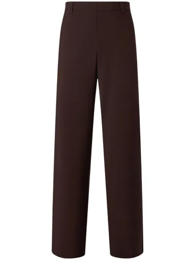Ferrari Men Light Brown Straight Trousers In Burgundy