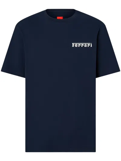 Ferrari Men Navy Crew Neck T-shirt In Blue