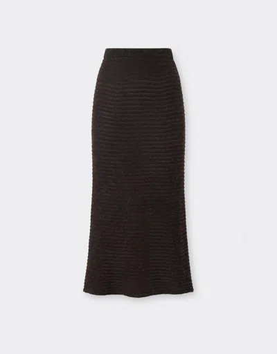 Ferrari Midi Skirt In Wool Blend In Brown