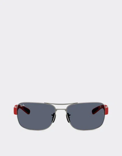 Ferrari Ray-ban For Scuderia  Rb3763m In Gunmetal Grey Metal And Red Plastic With Dark Grey L In Ingrid