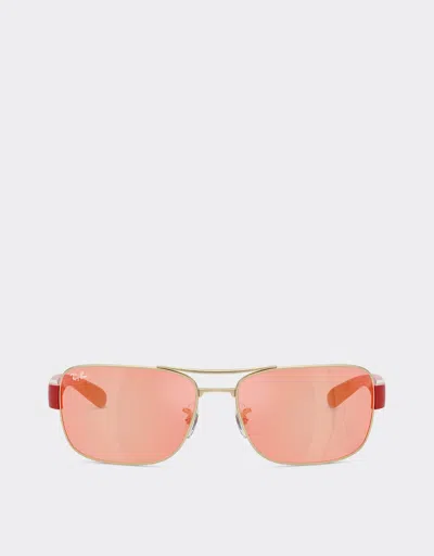 Ferrari Ray-ban For Scuderia  Rb3763m In Silver-tone Metal And Red Plastic With Red/yellow Mi