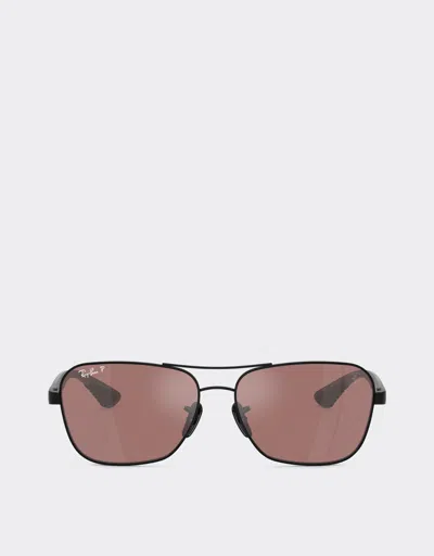 Ferrari Ray-ban For Scuderia  Rb8336m In Black Metal And Dark Carbon Fibre With Polarised Sil