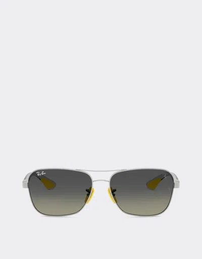 Ferrari Ray-ban For Scuderia  Rb8336m In Matt Black Metal And Light Carbon Fibre With Gradien In Silver
