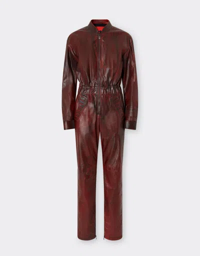 Ferrari Reconditioned By  Leather Tracksuit For The 2026 Silverstone Grand Prix In Red
