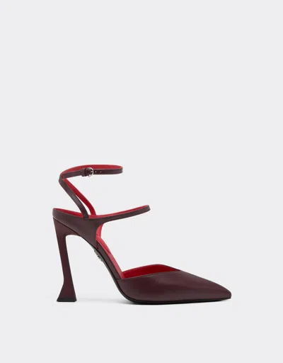 Ferrari Semi-matt Leather Slingback With High Heel In Brown