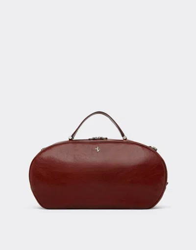 Ferrari The  Dino Bowling Bag Soft In Glossy Leather In Red