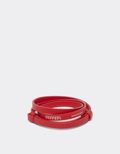Ferrari Triple-wrap Leather Bracelet In Red