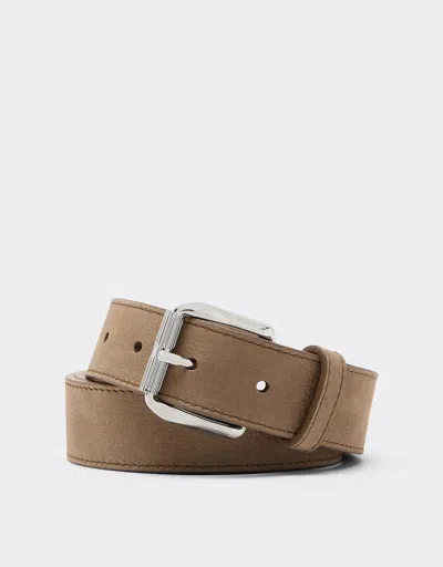 Ferrari Waxed Leather Belt In Brown