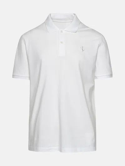 Ferrari White Cotton Blend Polo Shirt