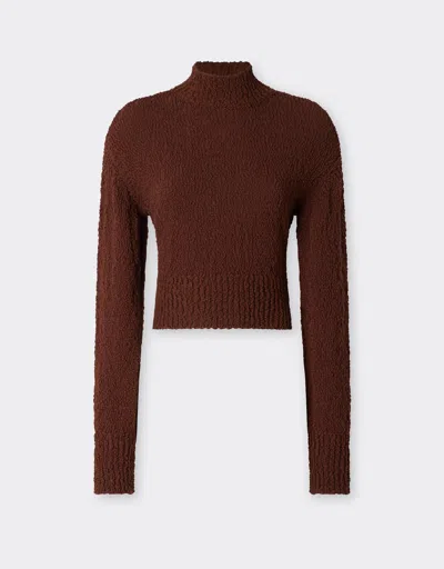 Ferrari Wool Bouclé Turtleneck In Brown