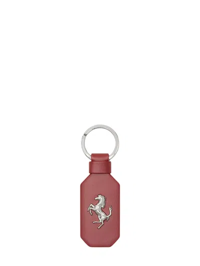 Ferrari -inspired Mini Leather Keychain In Brown