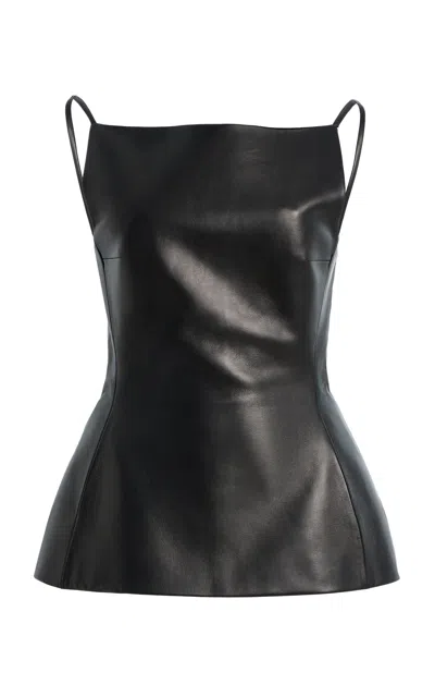 Fforme Alba Leather Top In Black