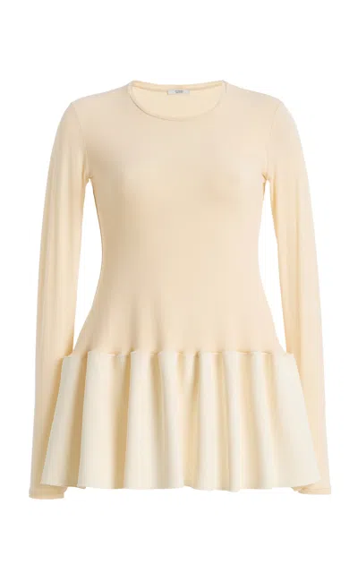 Fforme Corinne Jersey Peplum Top In White